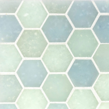 Picture of Ceramica Etc - Liquid Glass Small Hexagons Carribean Blend