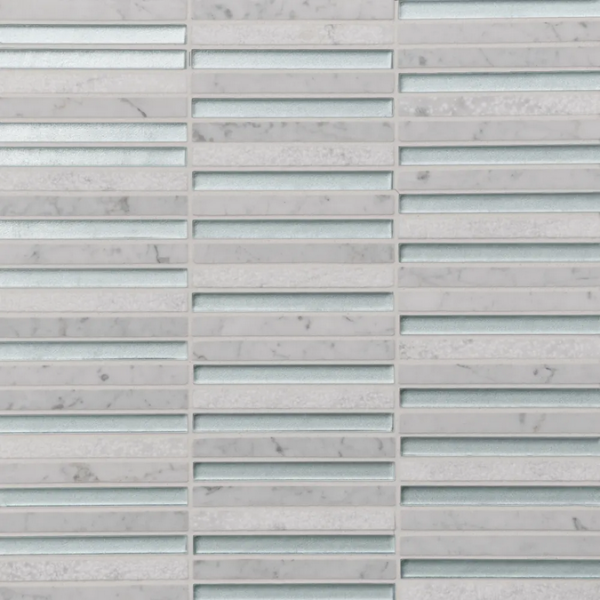 Picture of Bedrosians - Kaikos Stacked Mosaic Blue White Carrara