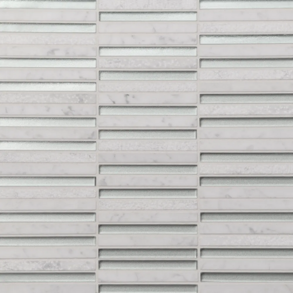 Picture of Bedrosians - Kaikos Stacked Mosaic Silver White Carrara