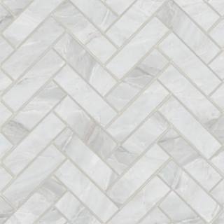 Picture of Bedrosians - Magnifica Pietra Herringbone Mosaic Pietra Bianca Honed
