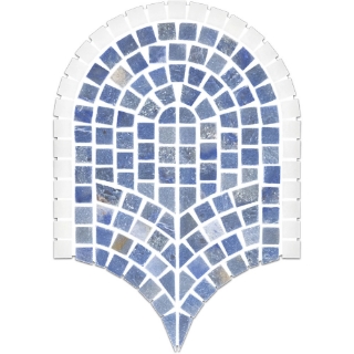 Picture of Elon Tile & Stone - Curvosa Mosaics Azul Macauba White Thassos Honed