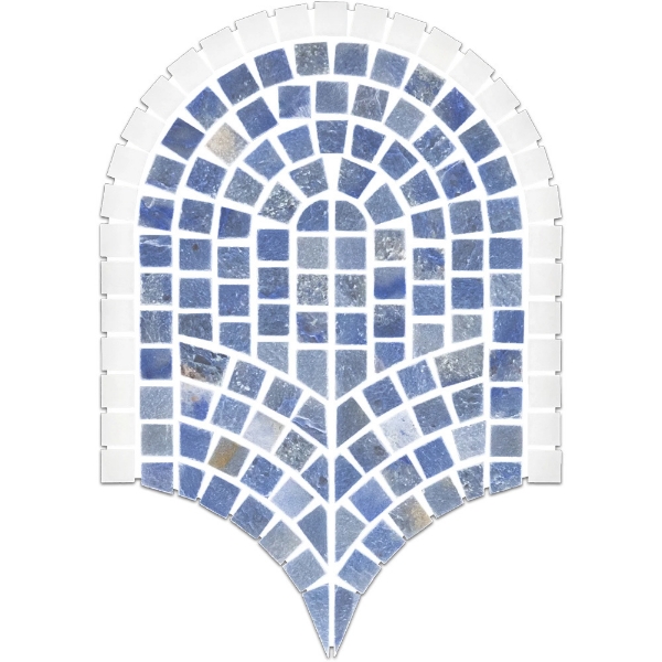 Picture of Elon Tile & Stone - Curvosa Mosaics Azul Macauba White Thassos Honed