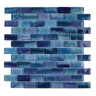 Picture of Tesoro - Gemstone 1 x 2 Staggered Mosaic Aquamarine