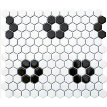 Picture of Roca - CC Mosaics Black White Flower Small Hexagon