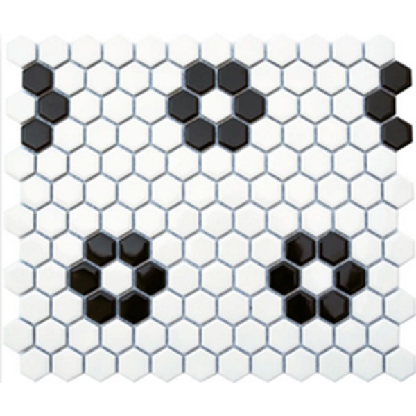 Picture of Roca - CC Mosaics Black White Flower Small Hexagon