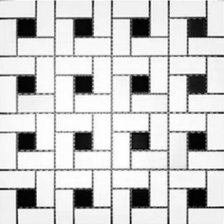 Picture of Roca - CC Mosaics Snow White Black Matte Pinwheel