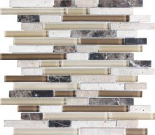 Picture of Chesapeake Flooring - Mosaics Linear Blend Cappuccino-Mocha Latte Glass Stone