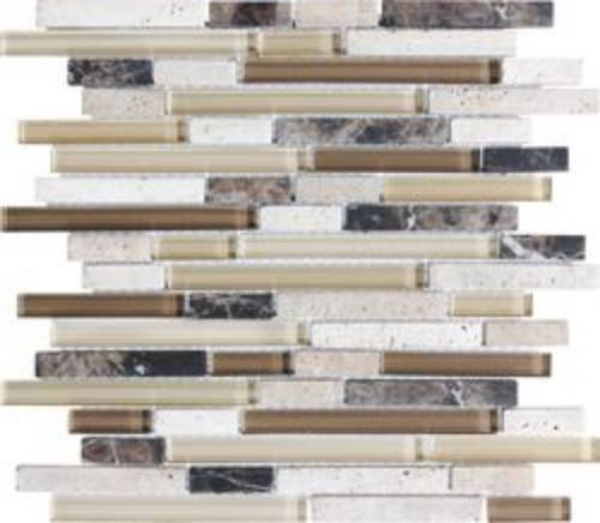 Picture of Chesapeake Flooring - Mosaics Linear Blend Cappuccino-Mocha Latte Glass Stone