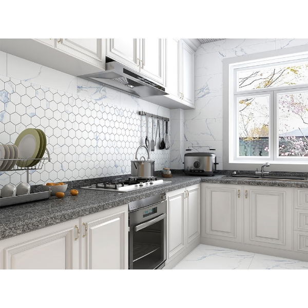 Picture of Tesoro - Indigo Hexagon Mosaic Calacatta Blue Matte