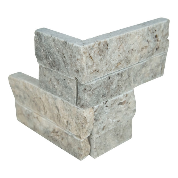 Picture of MS International - RockMount Stacked Stone M-Series Corner Panels Silver Travertine