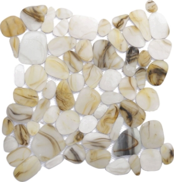 Picture of Bati Orient - Frosted Glass Round Pebble White Beige
