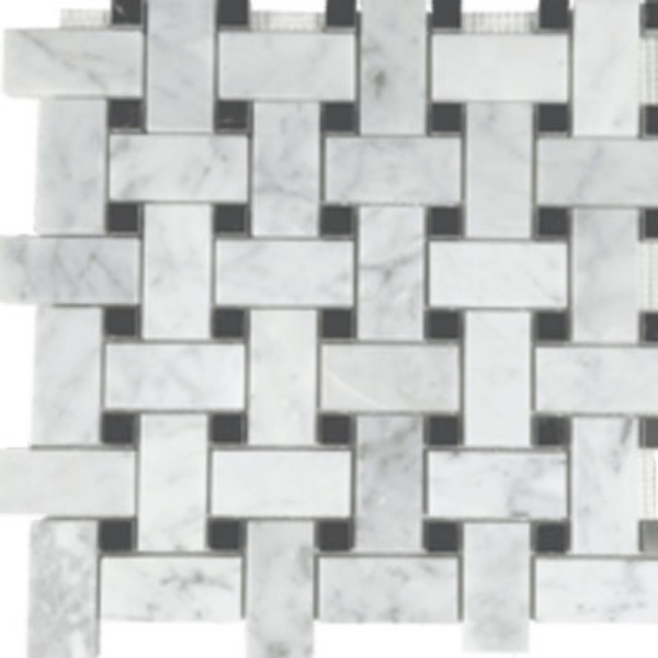 Picture of Tesoro - Metropolitan Blend Basketweave Mosaic White Cararra with Black Dot