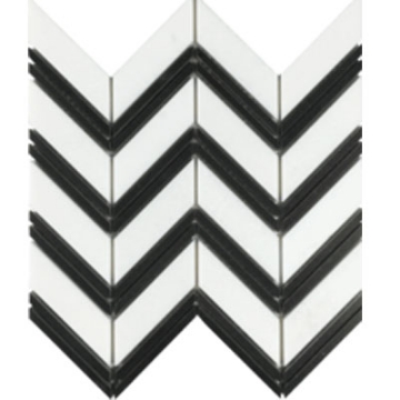 Picture of Tesoro - Metropolitan Stone Chevron Mosaic Metropolitan Blend Thassos with Black Bands
