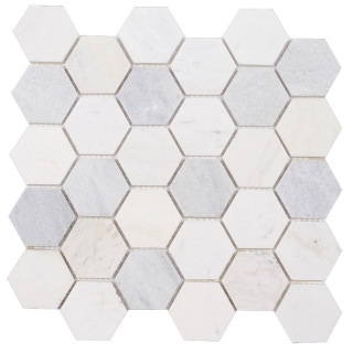 Picture of Tesoro - Metropolitan Blend Hexagon Mosaic White Beige and Grey
