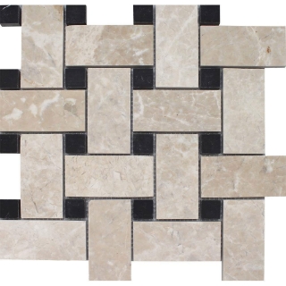 Picture of Tesoro - Pietra Antica Antiqued Stones Basketweave Mosaic Cashmere Beige