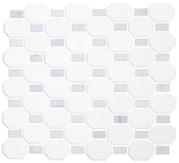 Picture of Tesoro - Metro Blend Thassos Octagon Dot Thassos Blue Dot