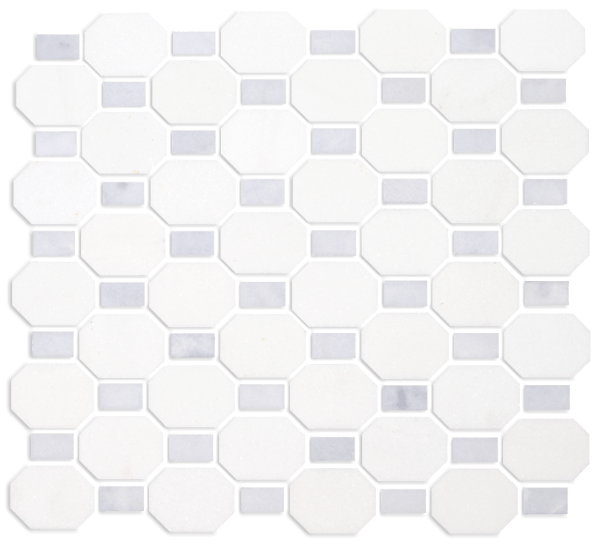 Picture of Tesoro - Metro Blend Thassos Octagon Dot Thassos Blue Dot