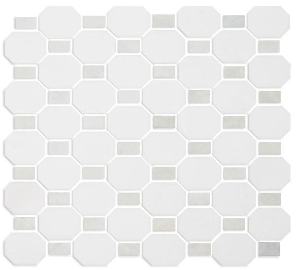 Picture of Tesoro - Metro Blend Thassos Octagon Dot Thassos Green Dot