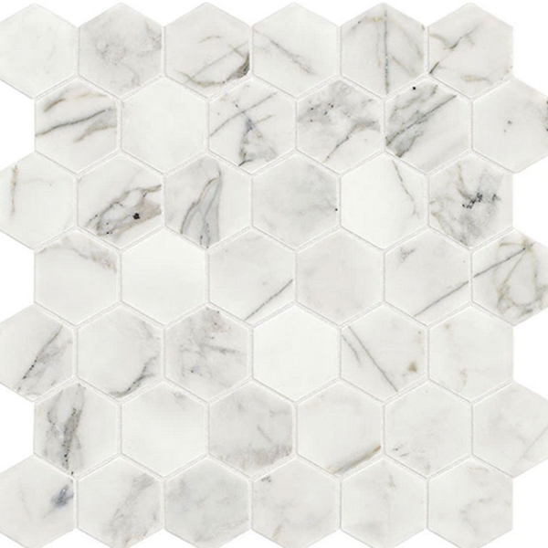 Picture of Daltile - Marble 2 Hex Mosaics Honed Venetian Calacatta