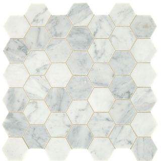 Picture of Daltile - Marble 2 Hex Mosaics Polished Carrara White